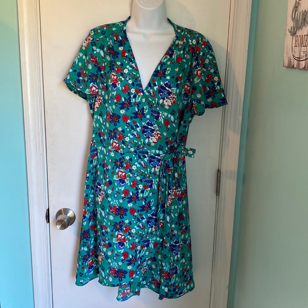 J Crew vibrant floral wrap dress NWT